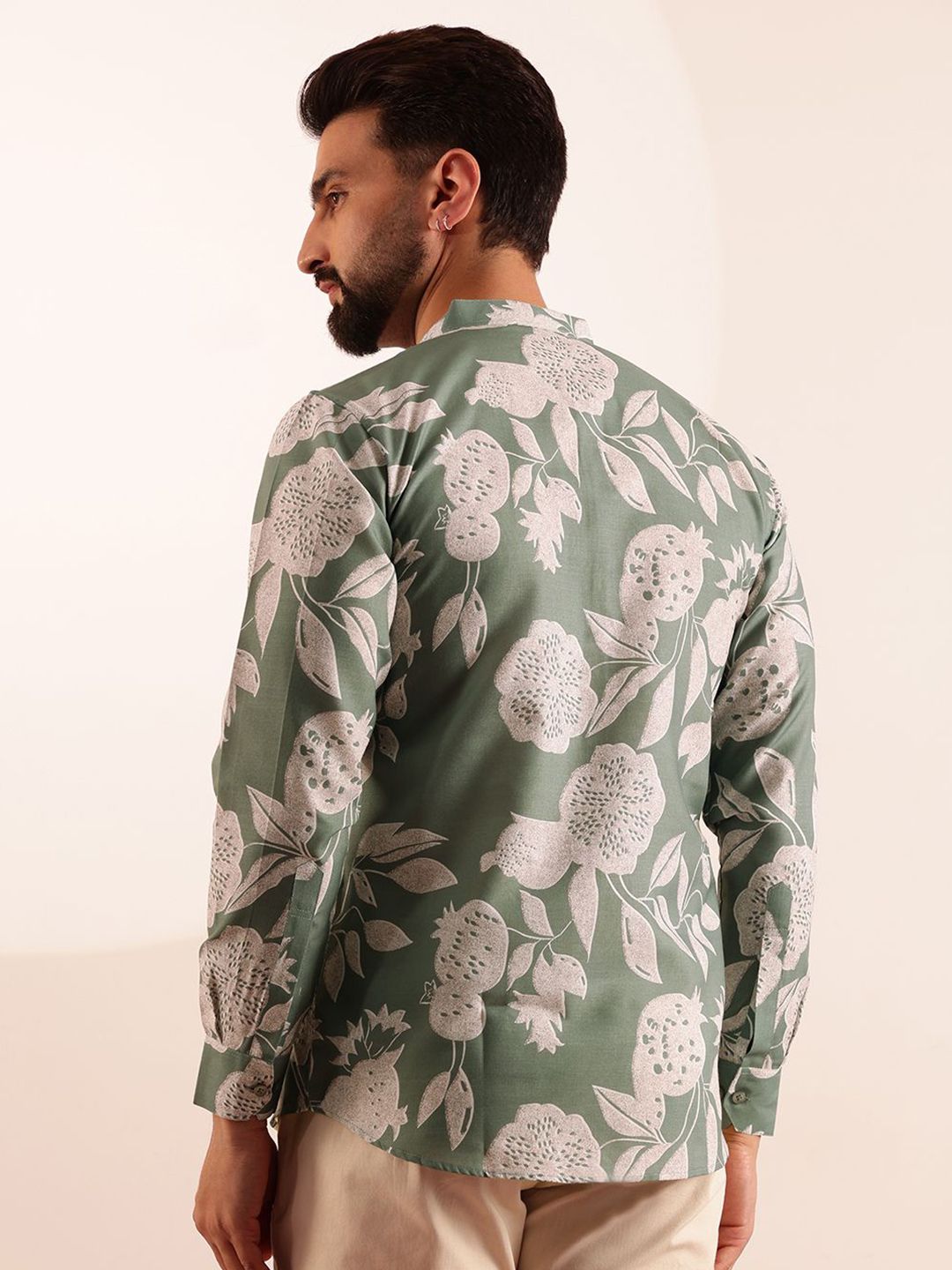 Anouk Floral Printed Mandarin Collar Short Kurta