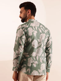 Anouk Floral Printed Mandarin Collar Short Kurta