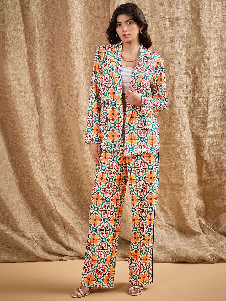 SASSAFRAS Women Ethnic Motifs Printed Relaxed Straight Leg Straight Fit High-Rise Trousers