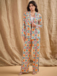 SASSAFRAS Women Ethnic Motifs Printed Relaxed Straight Leg Straight Fit High-Rise Trousers