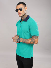 ADRO Men Solid Polo Collar Cotton T-shirt