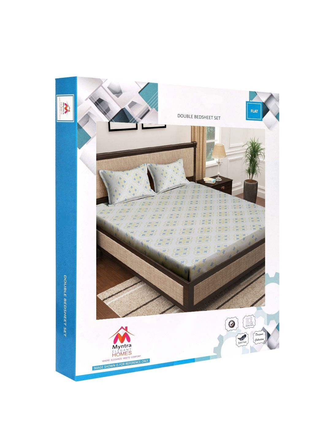 Myntra Elegant Homes Grey Floral Cotton 400 TC King Superfine Bedsheet with 2 Pillow Covers-98 x 89 inches