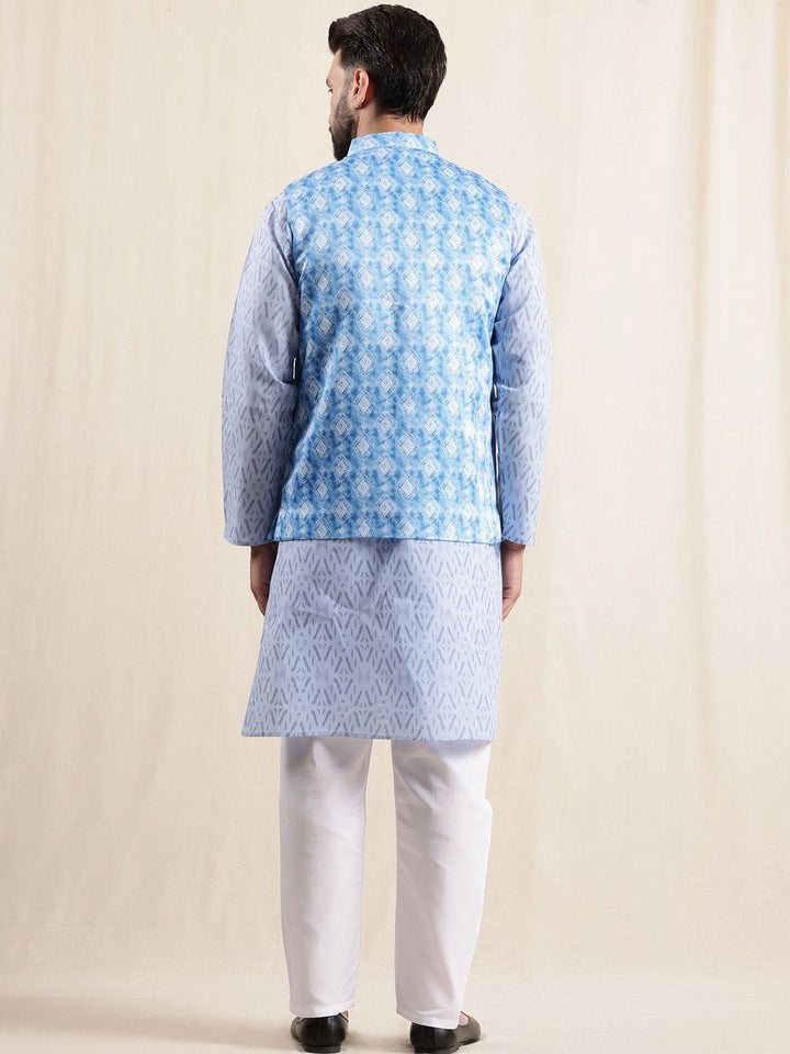 Anouk Men Geometric Printed Kurta with Pyjamas & Nehru Jacket