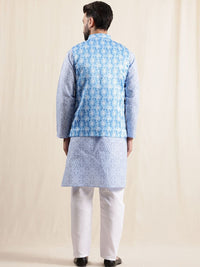 Anouk Men Geometric Printed Kurta with Pyjamas & Nehru Jacket