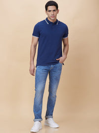Being Human Men Solid Polo Collar Cotton T-shirt