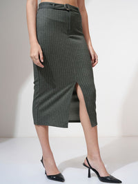 CHIC BY TOKYO TALKIES Women Striped Pencil Midi Skirt