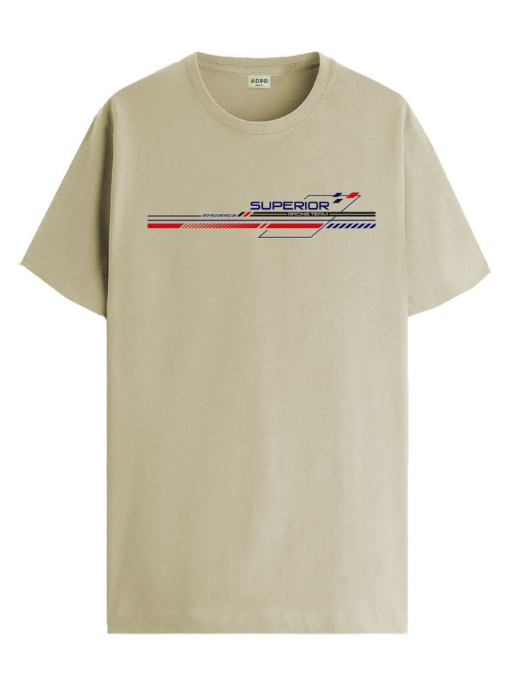 ADRO Lelaki Grafik Bercetak T-shirt Kapas Leher Bulat