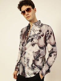 Thomas Scott Men Premium Conversational Printed Cotton Slim Fit Casual Shirt