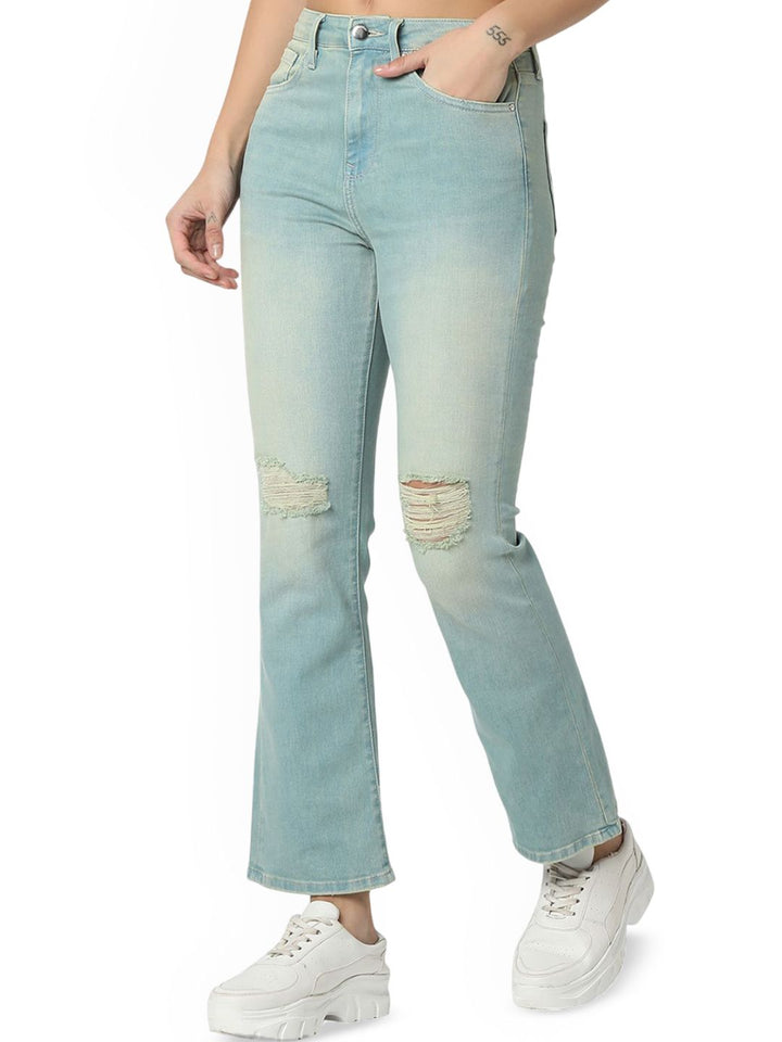 SPYKAR Women High-Rise Mildly Distressed Light Fade Jeans