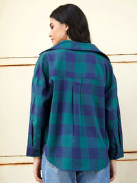 Campus Sutra Women Comfort Spread Collar Checked Oversized Casual Shirt