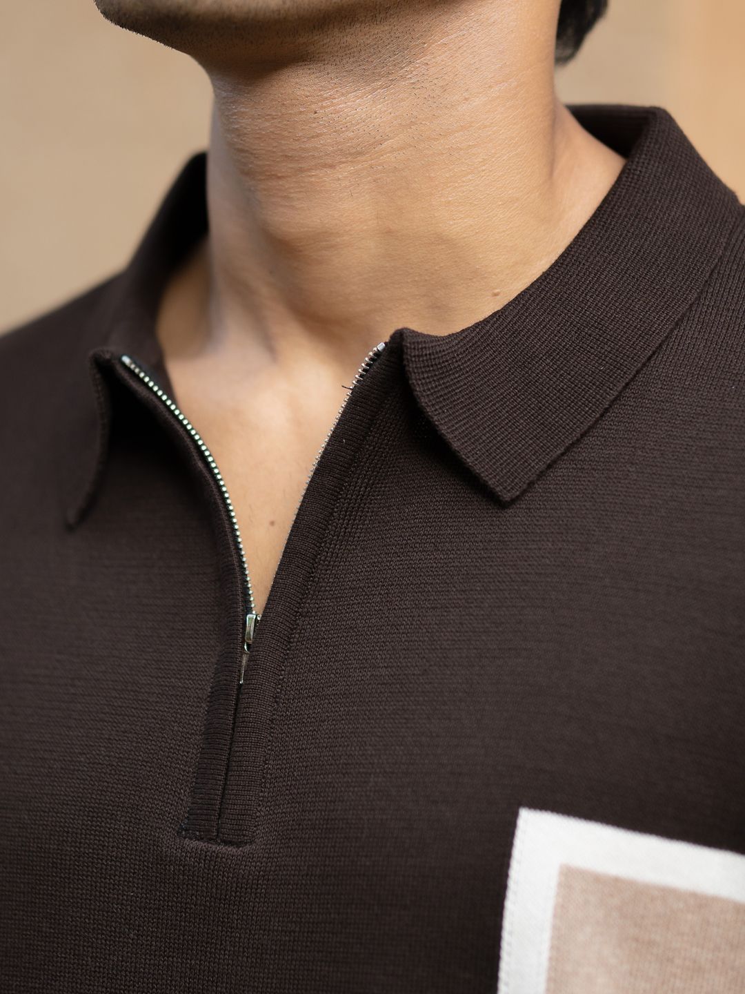 Powerlook SS25 Colourblocked Polo Collar Pure Cotton T-Shirt