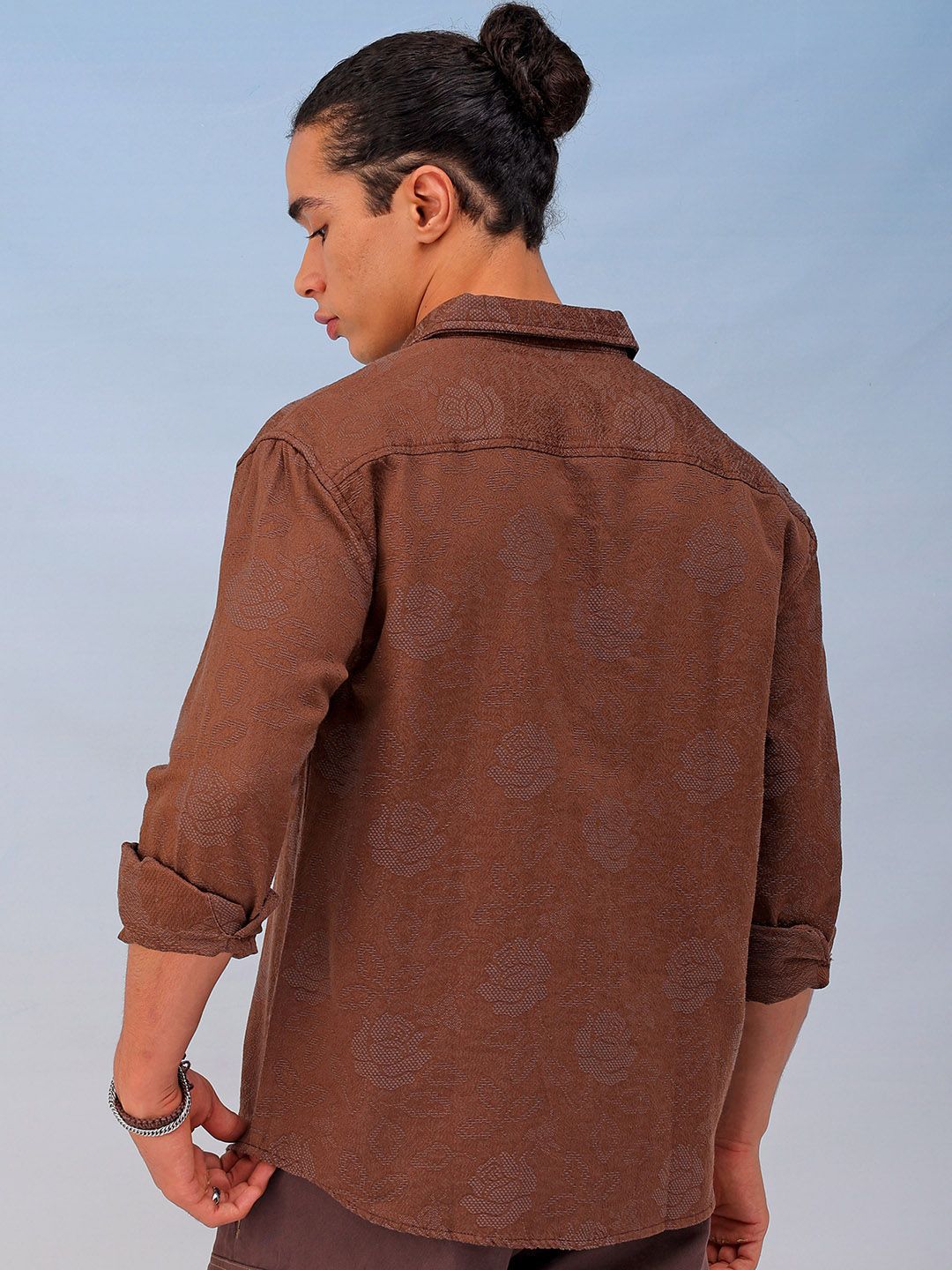 The Indian Garage Co Men Relaxed Fit Dobby Textured Resortwear Shirt