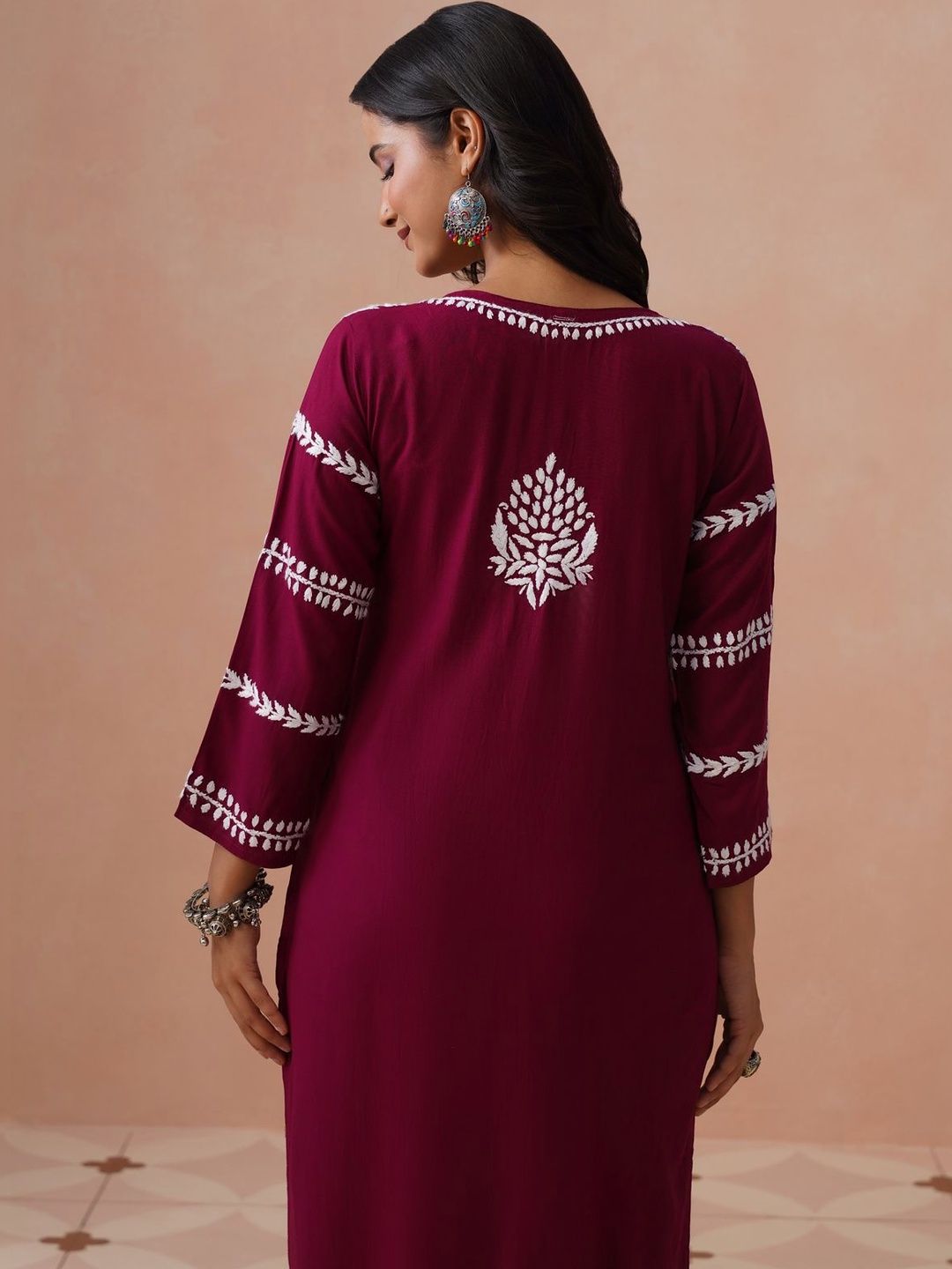 Rumah Wanita Chikankari Sulam Kurta Chikankari