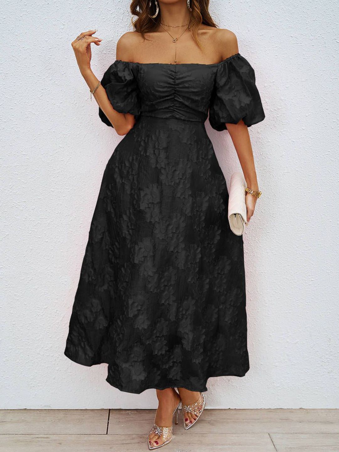 Semua Mengenai Anda Wanita Reka Bentuk Diri Sendiri Lengan Sleeve Fit & Flare Midi Dress