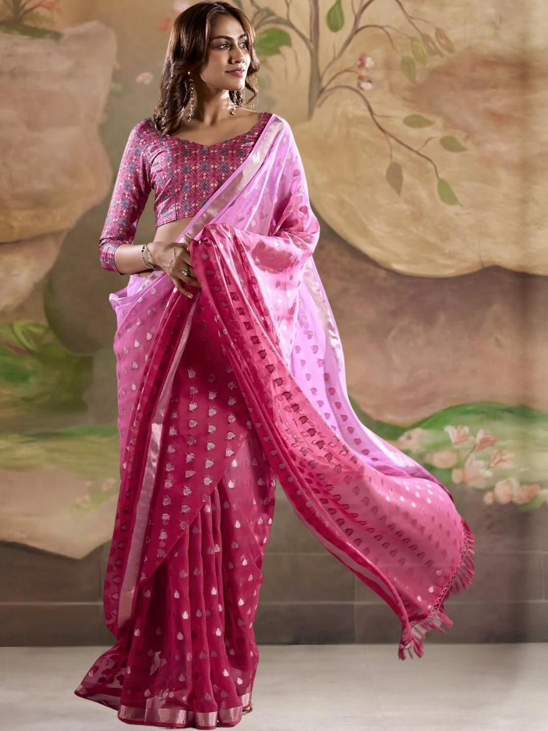 KALINI Woven Design Poly Georgette Banarasi Saree