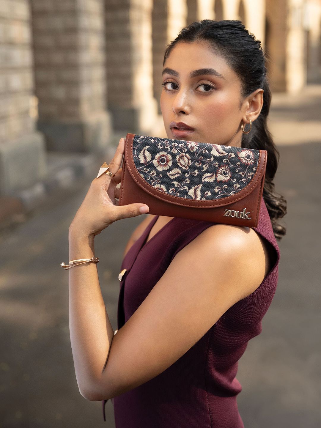 ZOUK Women Chittoor Blue Kalamkari Kyra Flap Wallet