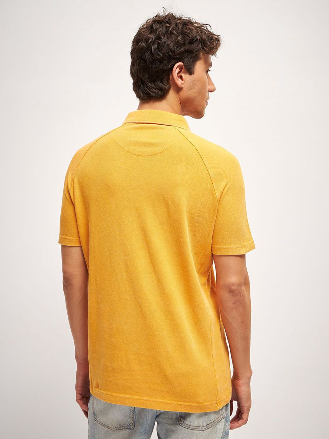 THE BEAR HOUSE Men Solid Polo Collar Pure Cotton T-shirt
