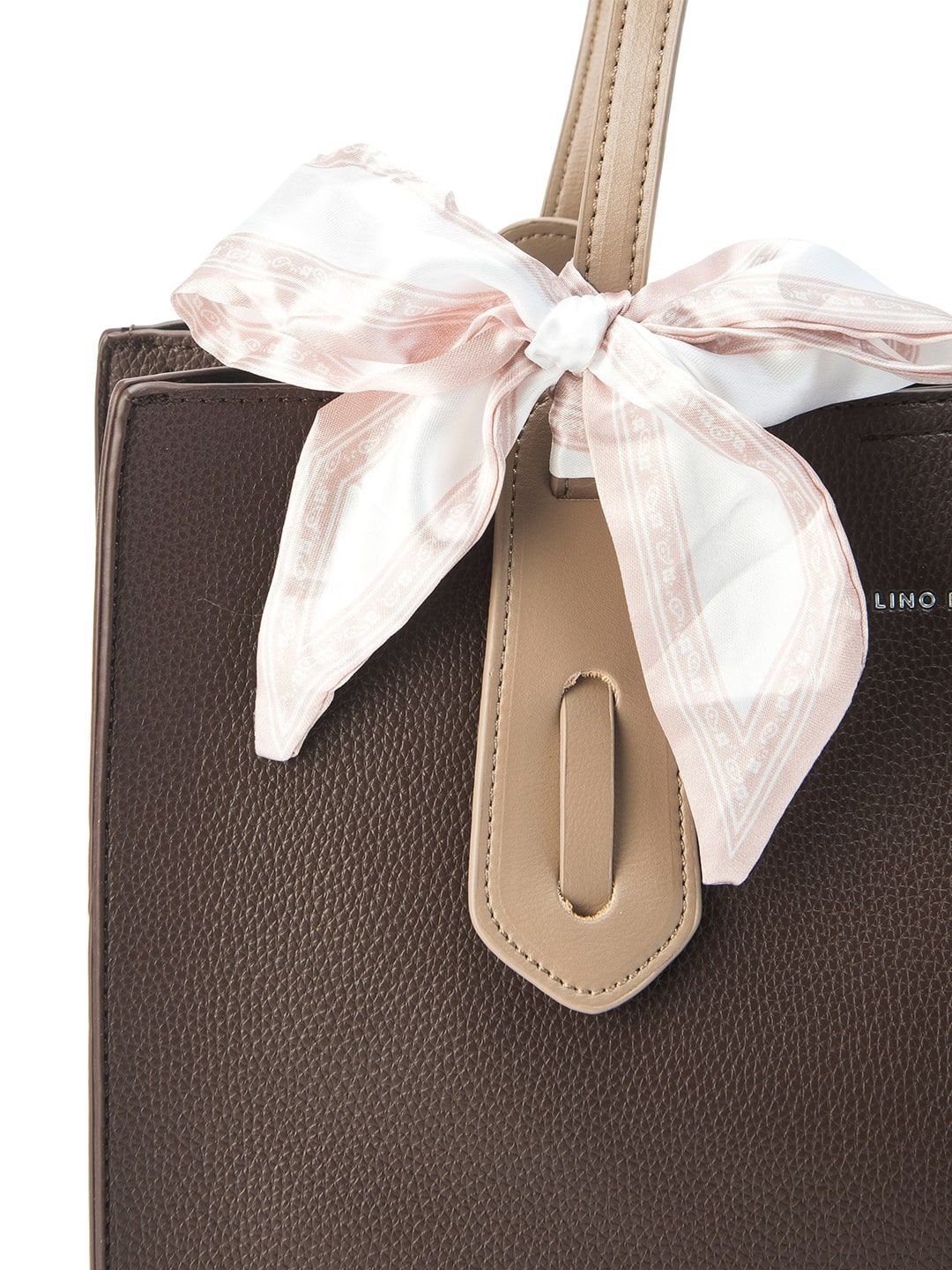 Lino Perros Colourblocked Oversized Structured Tote Bag with Bow Detail