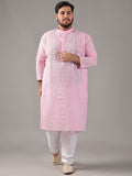 SOJANYA PLUS Size Embroidered Thread Work Band Collar Pure Cotton Straight Kurta