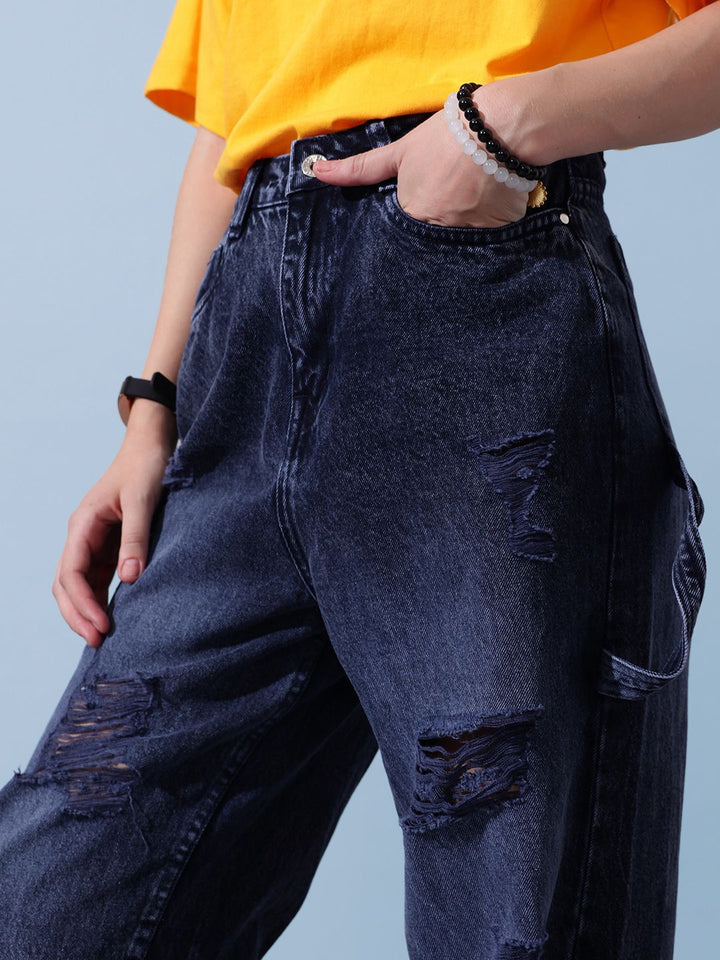 STREET 9 Women Comfort Slash Knee Light Fade Wide Leg Cotton Denim Jeans