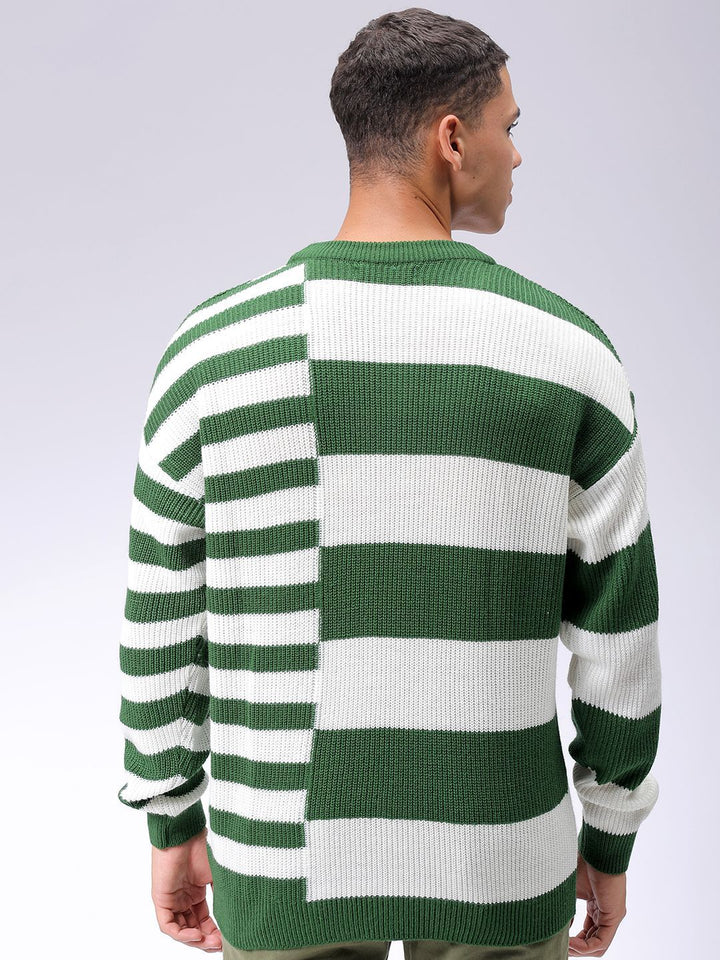 The Indian Garage Co Men Round Neck Long Sleeves Striped Pullover