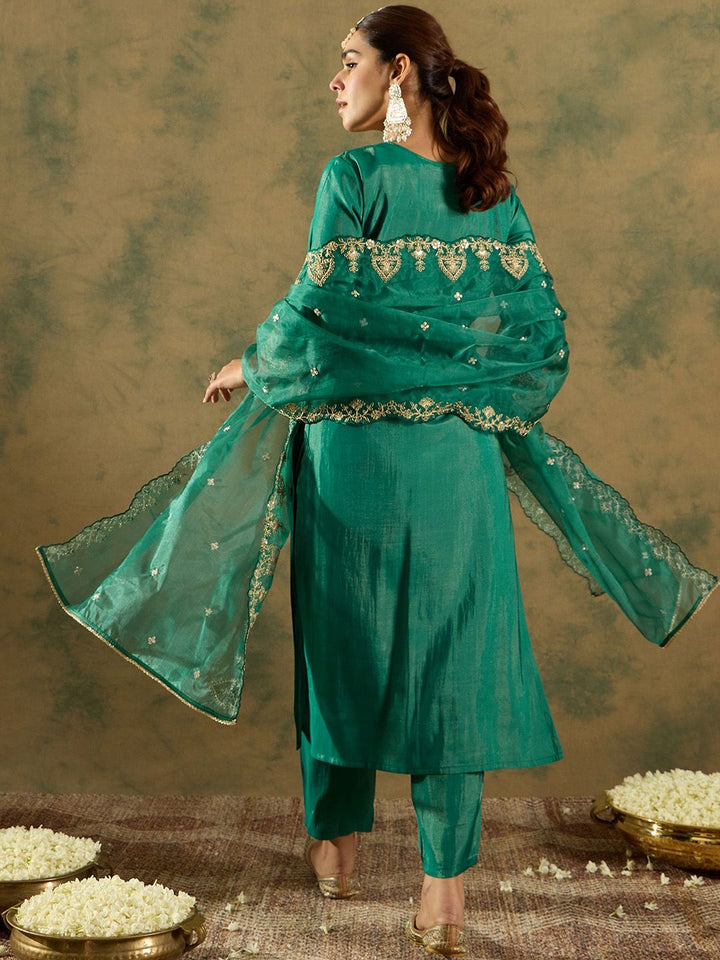 Indo Era Ethnic Motifs Embroidered Kurta With Trousers &  Dupatta
