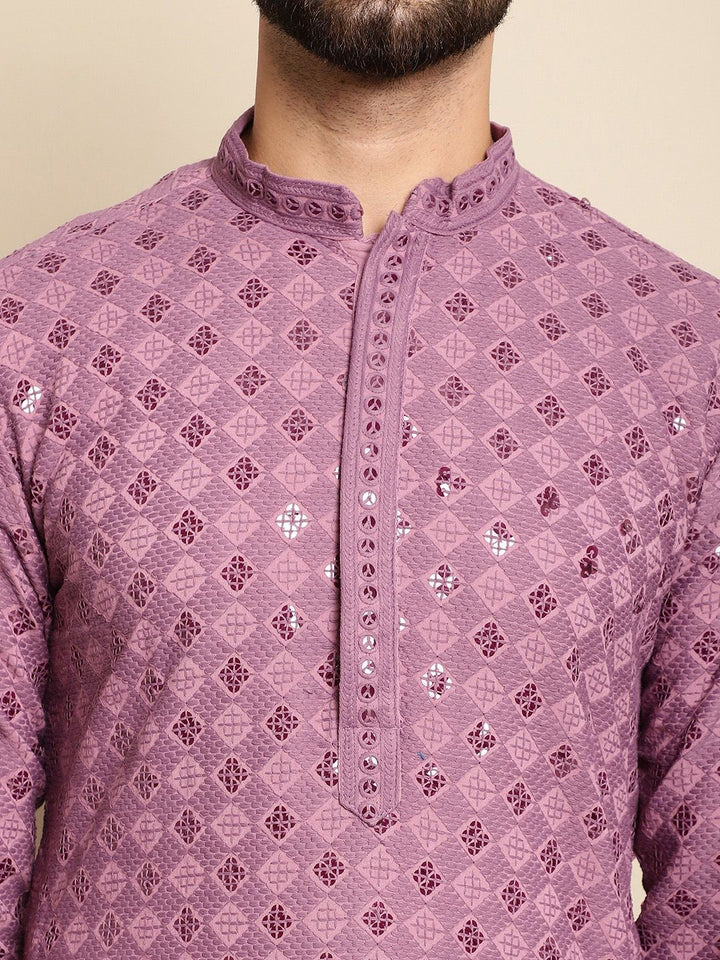 Anouk Geometric Embroidered Regular Thread Work Pure Cotton Kurta with Churidar