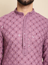 Anouk Geometric Embroidered Regular Thread Work Pure Cotton Kurta with Churidar