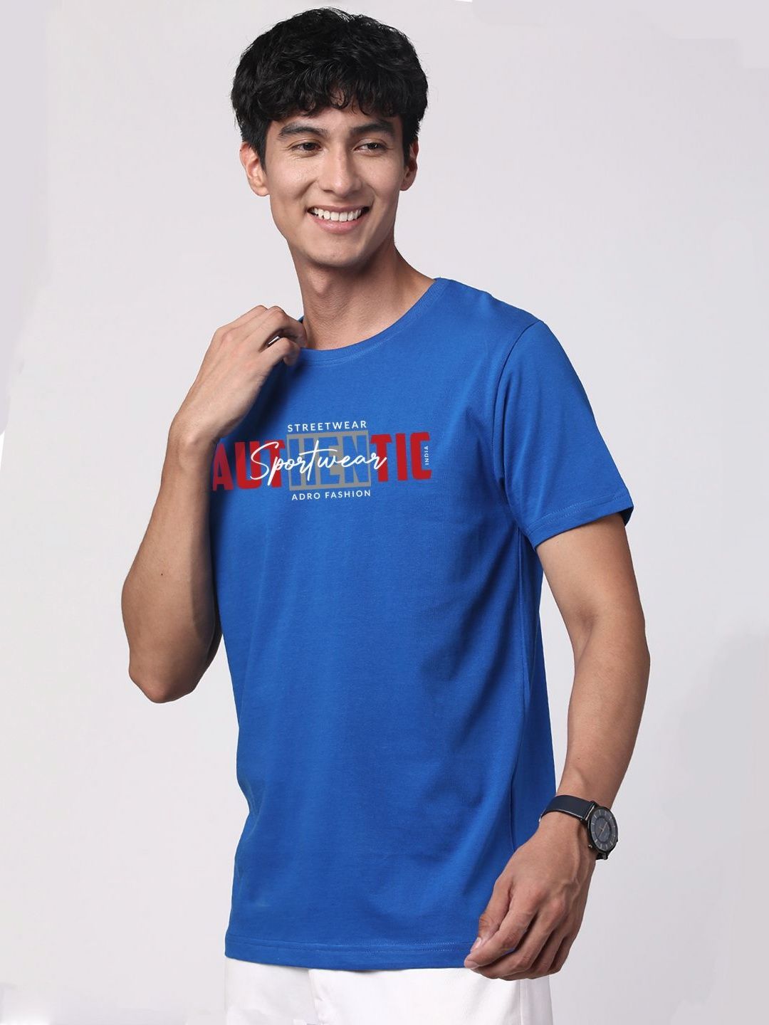 ADRO Lelaki Grafik Bercetak T-shirt Kapas Leher Bulat
