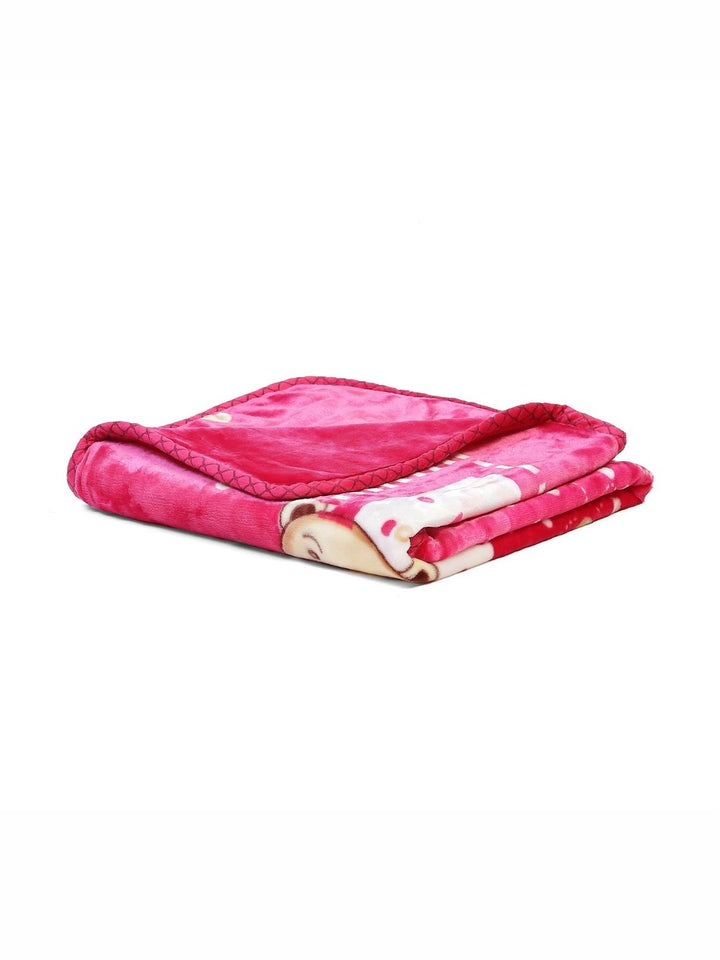 Monte Carlo Pink & Beige Cartoon Characters Mild Winter 550 GSM Single Bed Blanket