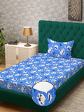 Myntra Elegant Homes Blue 400 TC Pure Cotton Fitted Single Bedsheet Set 2.25 m x 1.5 m