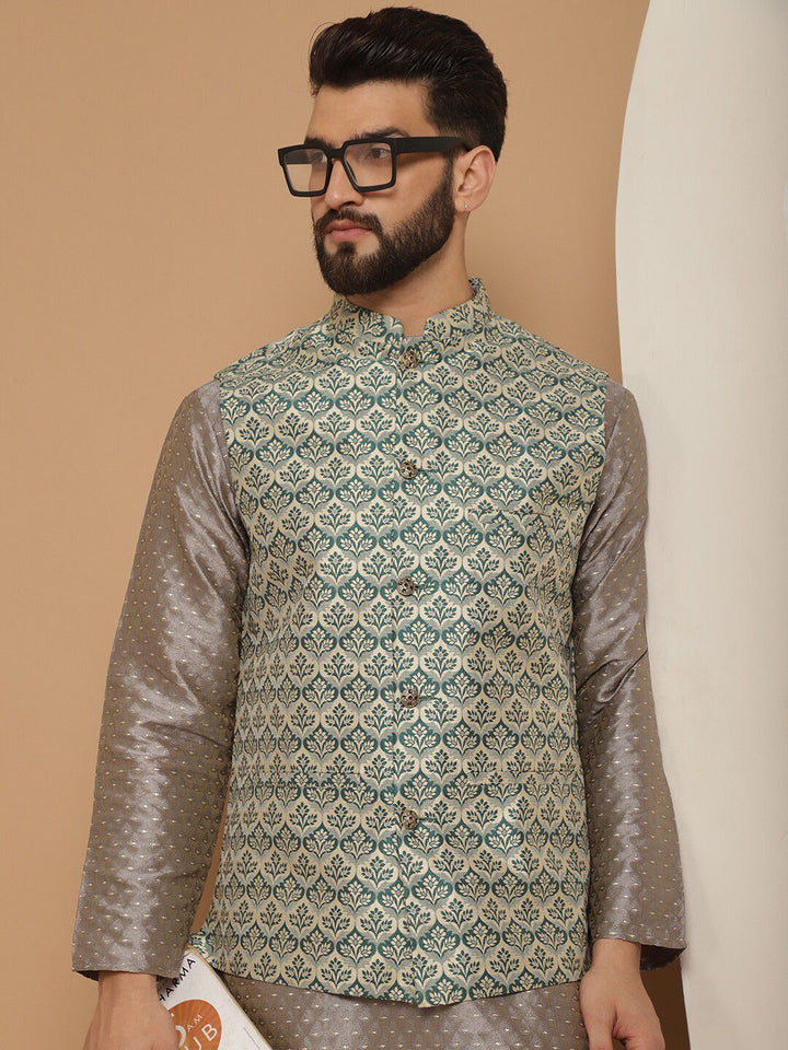 Anouk Ethnic Motifs Regular Kurta with Churidar & Nehru jacket