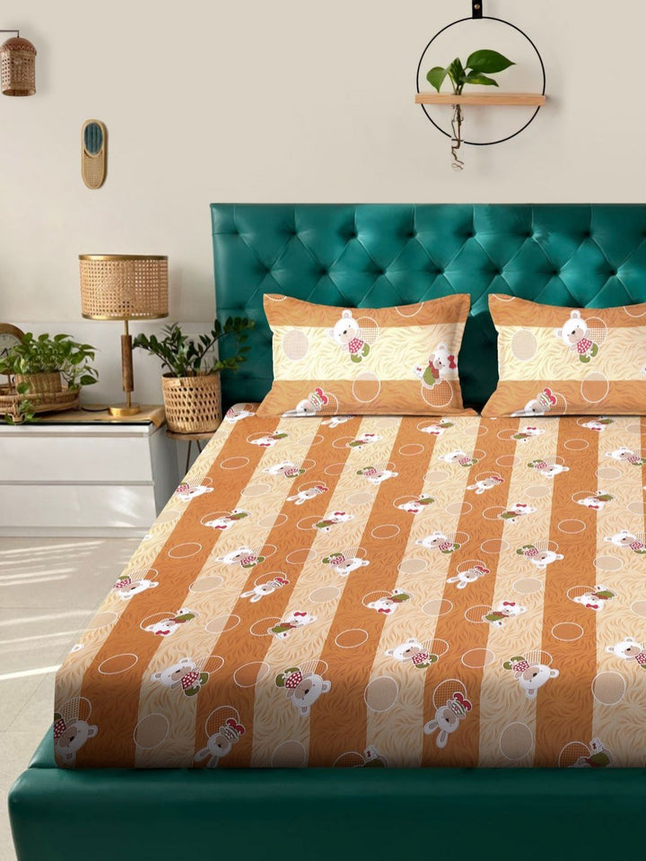 Myntra Elegant Homes Mustard Printed 400 TC Cotton Set Cadar King 2.50 m x 2.25 m