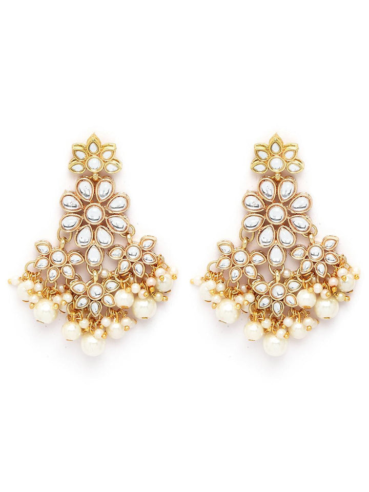 Karatcart Kundan-berlapis emas Kundan & Pearl Beaded Jewellery Set