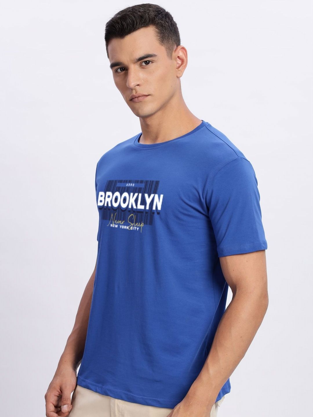 ADRO Typography Printed Round Neck Cotton T-shirt
