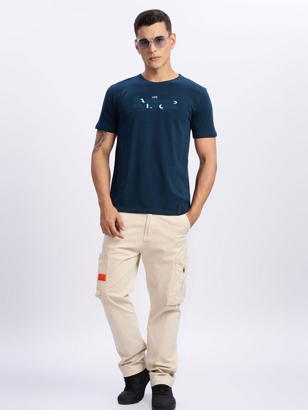 ADRO Men Typography Printed Round Neck Cotton T-shirt