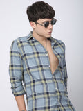VASTRADO Men Classic Fit Spread Collar Tartan Checked Cotton Casual Shirt