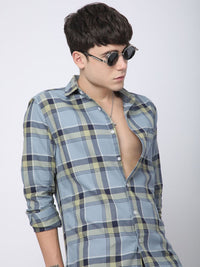 VASTRADO Men Classic Fit Spread Collar Tartan Checked Cotton Casual Shirt