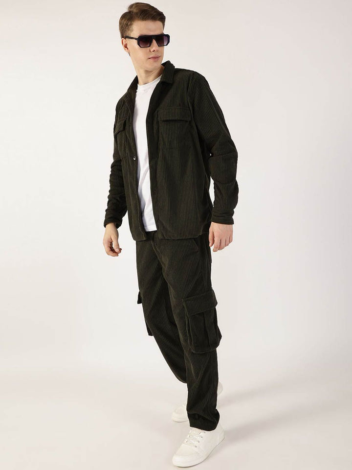 Thomas Scott Men Smart Regular Fit Corduroy Cargos