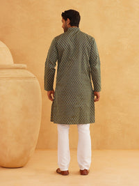 SOJANYA Motif Etnik Reka bentuk tenunan Kolar Jalur Kurta Lurus Dengan Churidar