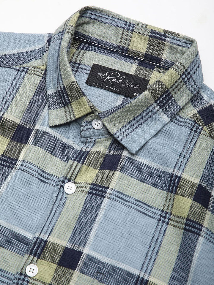 VASTRADO Men Classic Fit Spread Collar Tartan Checked Cotton Casual Shirt