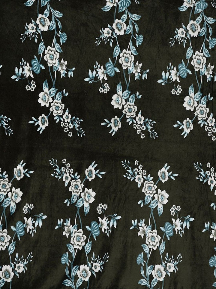 Myntra Elegant Homes Olive Floral Woolen 300 TC King Bedsheet with 2 Pillow Covers