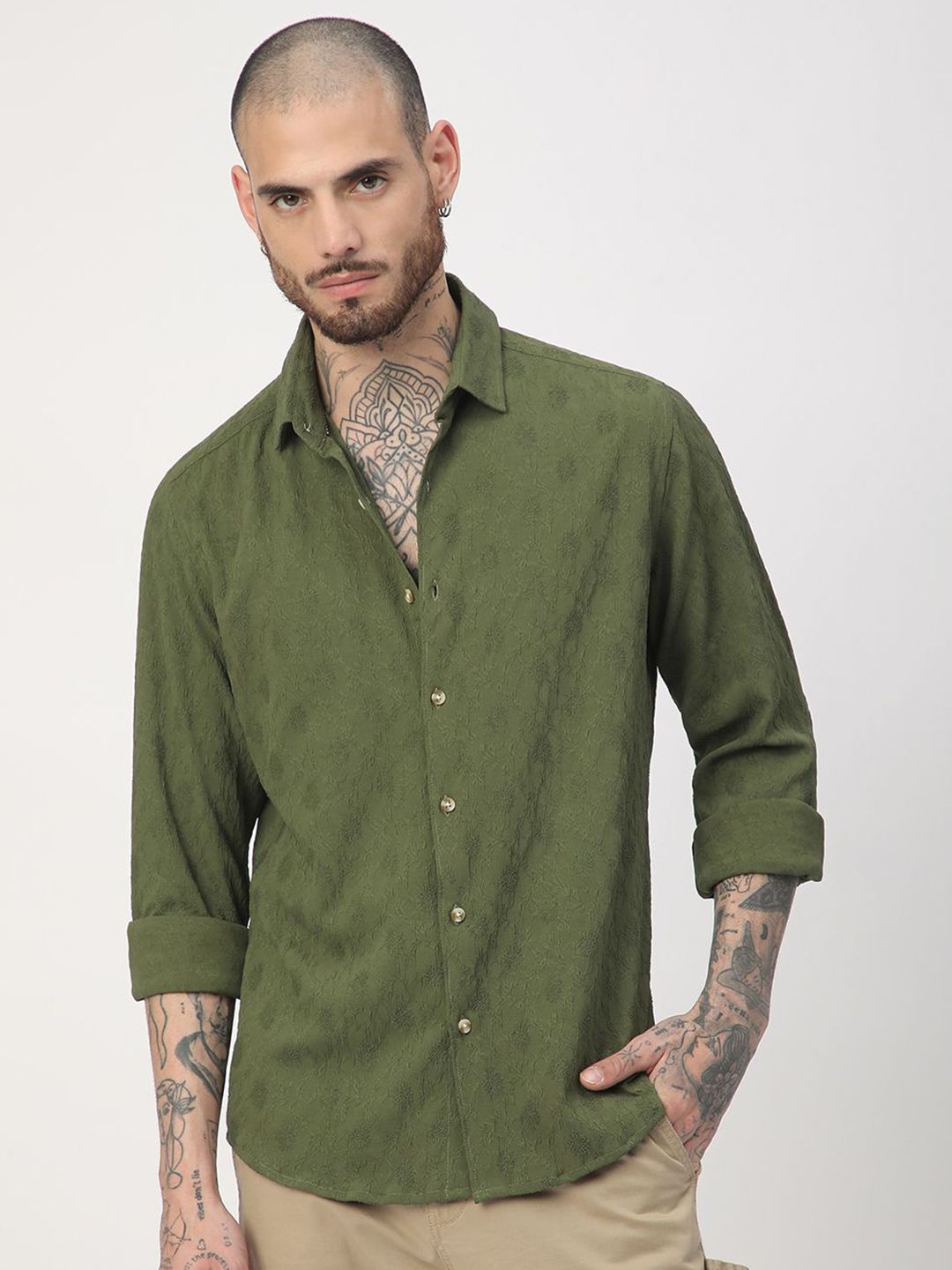 VASTRADO Men Classic Slim Fit Opaque Casual Shirt