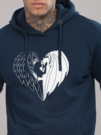 ADRO Lelaki Graphic Printed Hod Cotton Pullover Sweatshirt