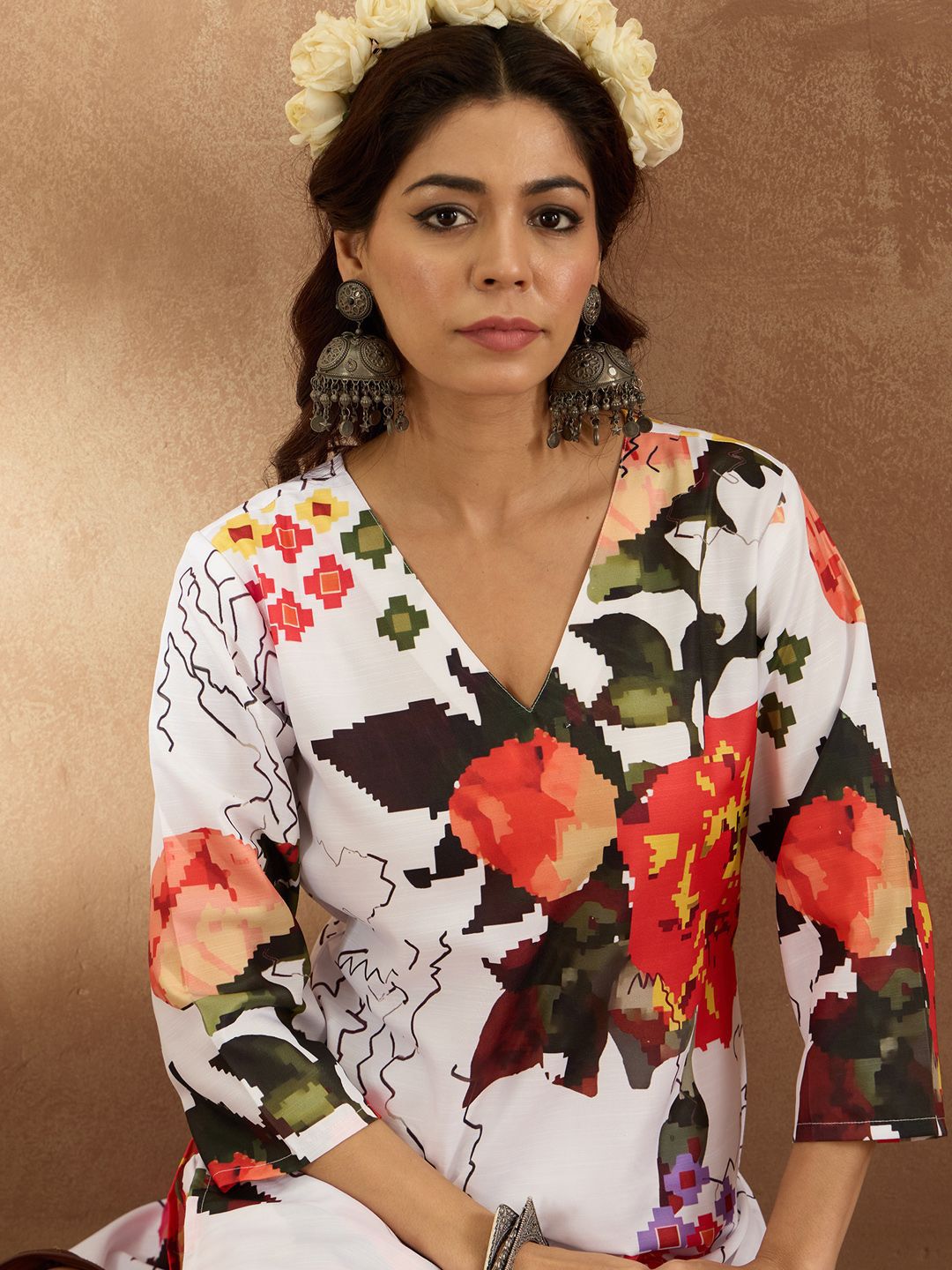 Indo Era Women Floral Printed Regular Kurta with Trousers
