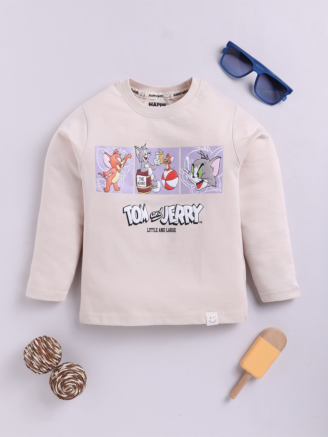 Happy Faces Boys Tom & Jerry Printed Pure Cotton T-shirt