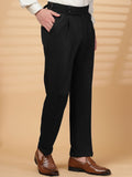 KLOTTHE Men Black Lycra Formal Formal Trousers
