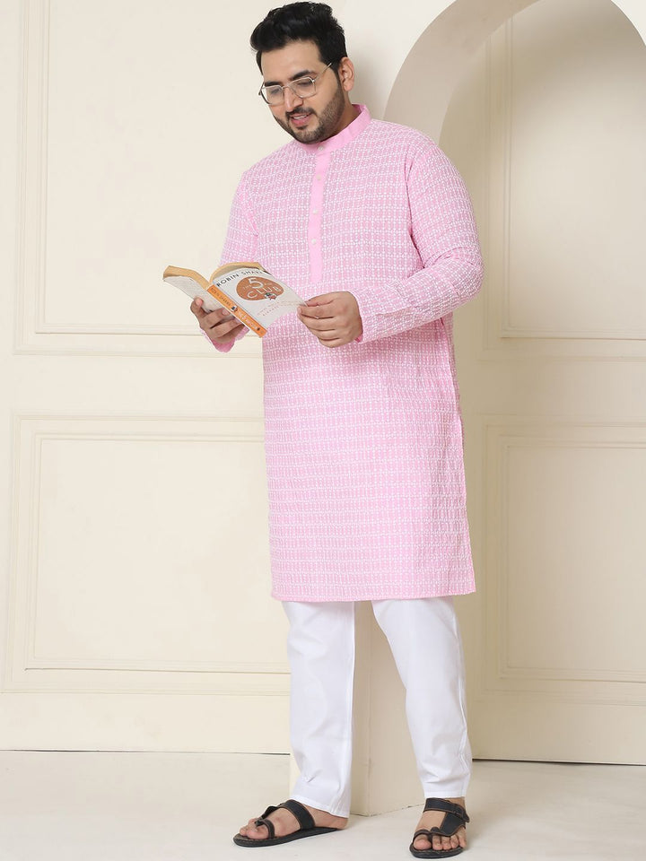 SOJANYA PLUS Floral Embroidered Thread Work Pure Cotton Straight Kurta with Pyjamas