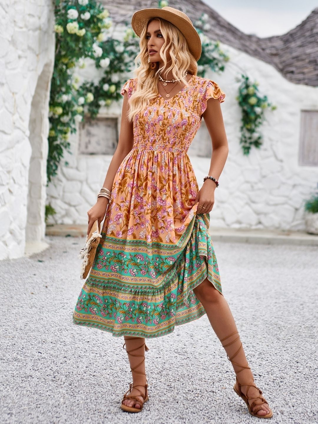 all about you Women Floral Printed A-Line Midi Dress