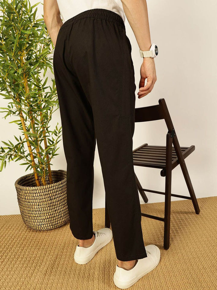 Thomas Scott Men Smart Pleated Mid-Rise Regular Fit Cotton Joggers Trousers